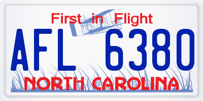 NC license plate AFL6380