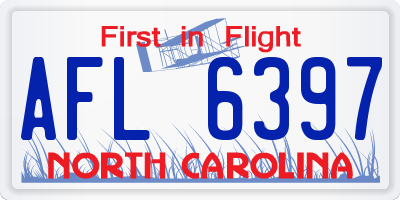 NC license plate AFL6397