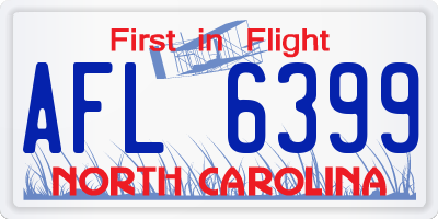 NC license plate AFL6399