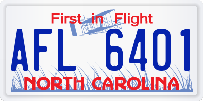 NC license plate AFL6401