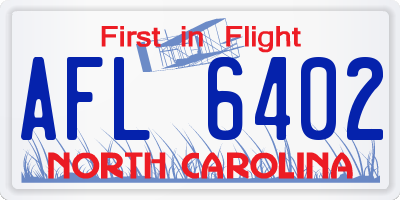 NC license plate AFL6402