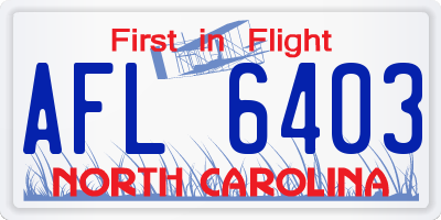 NC license plate AFL6403