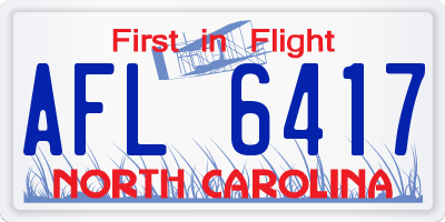 NC license plate AFL6417