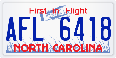 NC license plate AFL6418