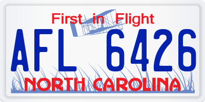 NC license plate AFL6426