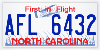 NC license plate AFL6432