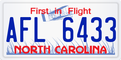 NC license plate AFL6433