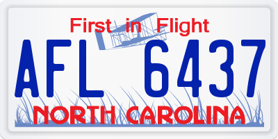 NC license plate AFL6437