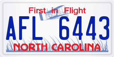 NC license plate AFL6443