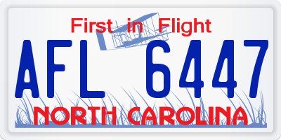 NC license plate AFL6447