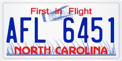 NC license plate AFL6451