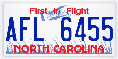 NC license plate AFL6455