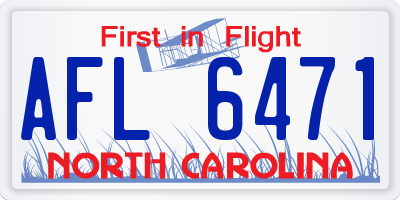 NC license plate AFL6471
