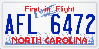 NC license plate AFL6472