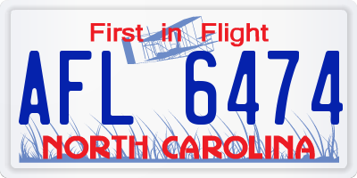 NC license plate AFL6474