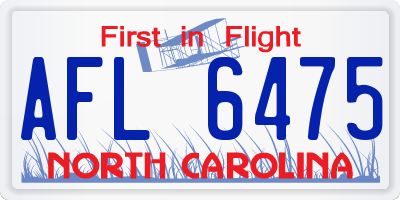 NC license plate AFL6475