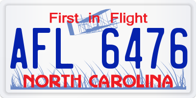 NC license plate AFL6476