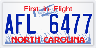 NC license plate AFL6477