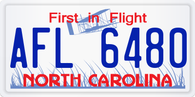 NC license plate AFL6480