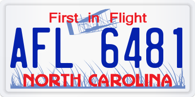 NC license plate AFL6481