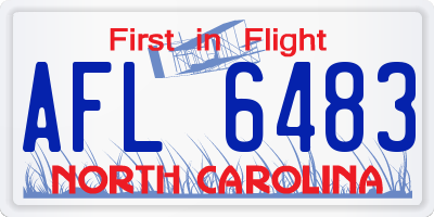 NC license plate AFL6483