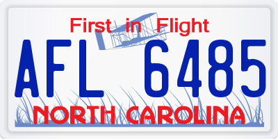 NC license plate AFL6485