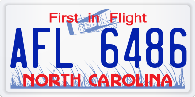NC license plate AFL6486