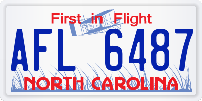 NC license plate AFL6487