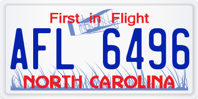 NC license plate AFL6496