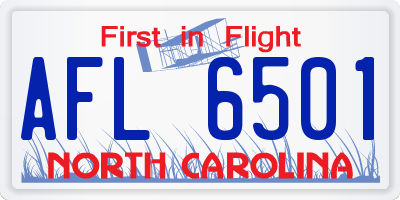 NC license plate AFL6501