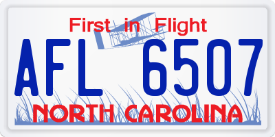 NC license plate AFL6507