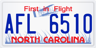 NC license plate AFL6510