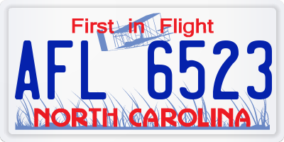 NC license plate AFL6523