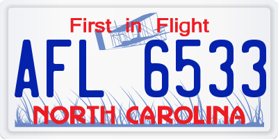 NC license plate AFL6533