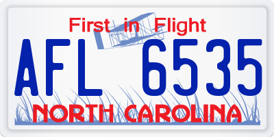 NC license plate AFL6535