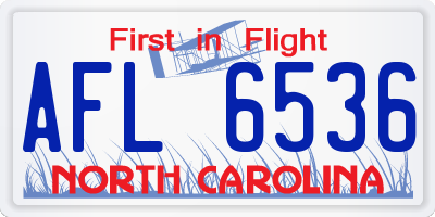 NC license plate AFL6536