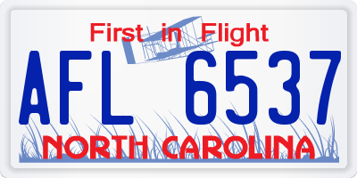 NC license plate AFL6537