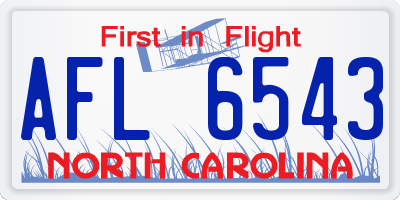 NC license plate AFL6543