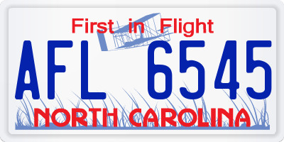 NC license plate AFL6545
