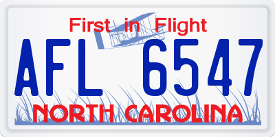 NC license plate AFL6547
