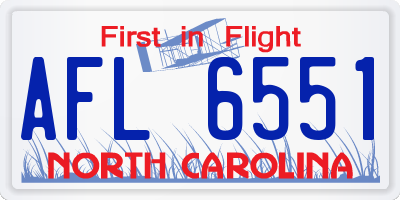 NC license plate AFL6551