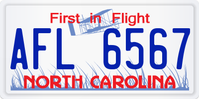 NC license plate AFL6567