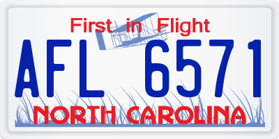 NC license plate AFL6571