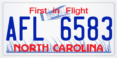 NC license plate AFL6583