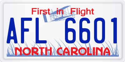 NC license plate AFL6601