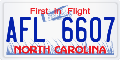 NC license plate AFL6607