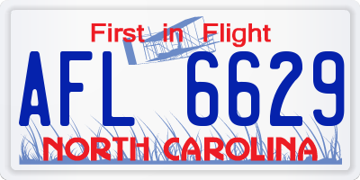 NC license plate AFL6629