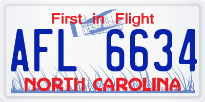 NC license plate AFL6634