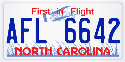NC license plate AFL6642