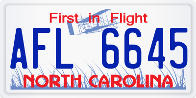 NC license plate AFL6645